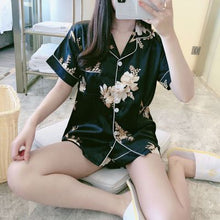 Load image into Gallery viewer, QWEEK Silk Satin Shorts and Top Pajamas
