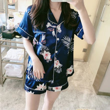 Load image into Gallery viewer, QWEEK Silk Satin Shorts and Top Pajamas
