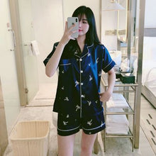 Load image into Gallery viewer, QWEEK Silk Satin Shorts and Top Pajamas
