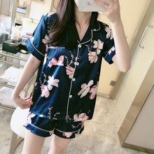 Load image into Gallery viewer, QWEEK Silk Satin Shorts and Top Pajamas
