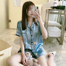 Load image into Gallery viewer, QWEEK Silk Satin Shorts and Top Pajamas
