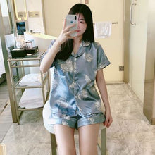 Load image into Gallery viewer, QWEEK Silk Satin Shorts and Top Pajamas
