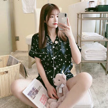 Load image into Gallery viewer, QWEEK Silk Satin Shorts and Top Pajamas
